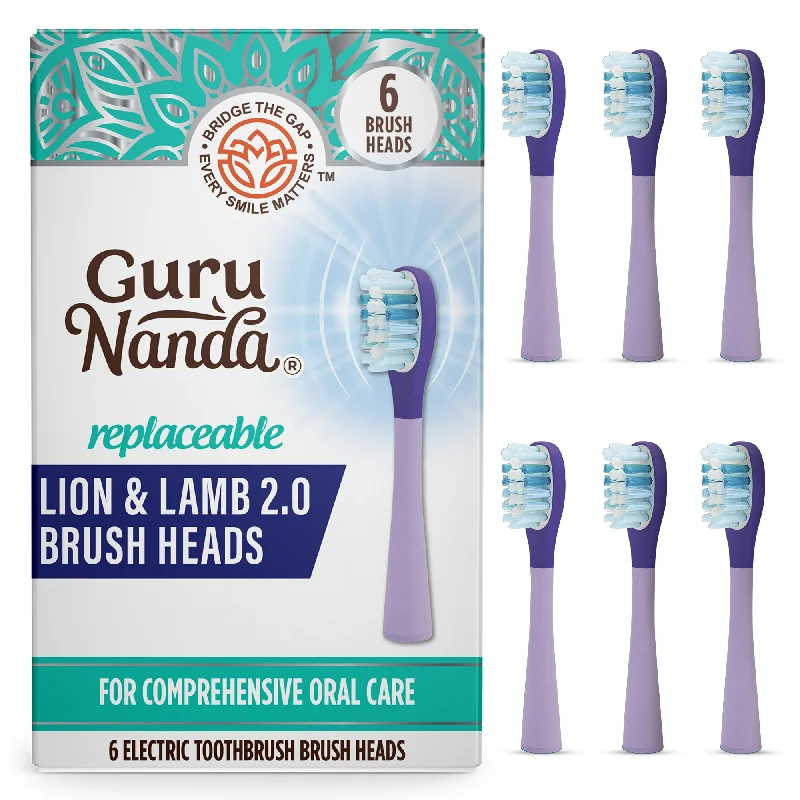 GuruNanda Lion & Lamb 2.0 Replacement Brush Head (Pack of 6) - Lavender