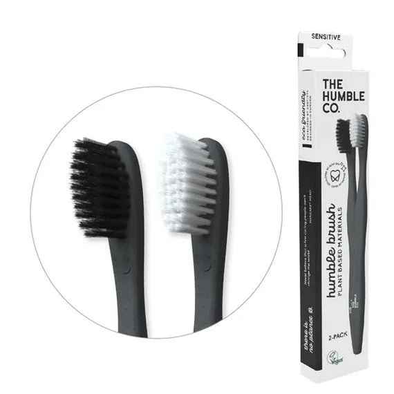 The Humble Co Plant Based Toothbrush Adult Black/White Twin Pack