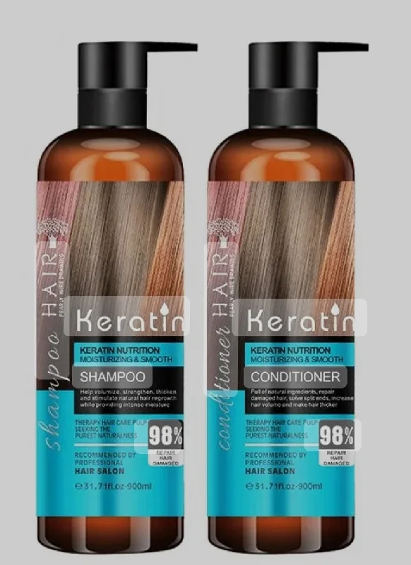 (Combo)  Keratin Nutrition Moisturizing & smooth- Shampoo & Conditioner. 900ML