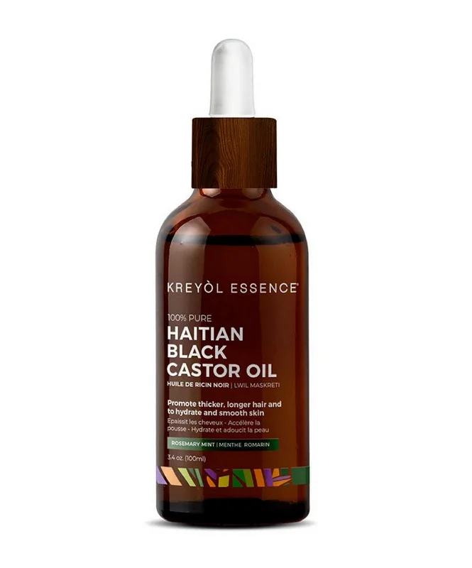 Kreyol Essence Haitian Black Castor Oil for Hair Growth Rosemary Mint 3.4 oz (100 ml)