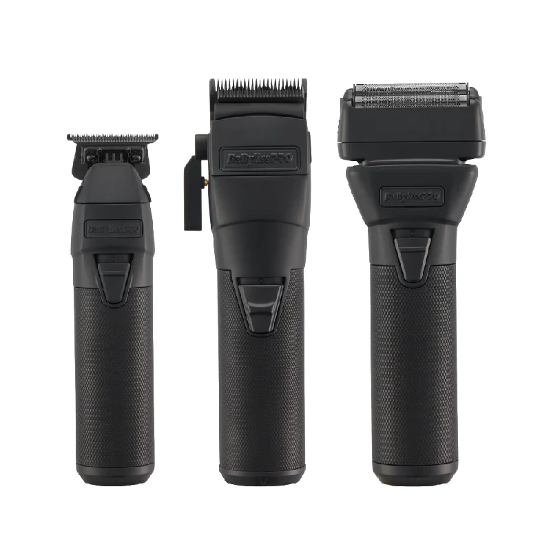 BaBylissPRO FXONE BlackFX Clipper (FX899MB), Trimmer (FX799MB), & Shaver (FX79FSMB) Bundle