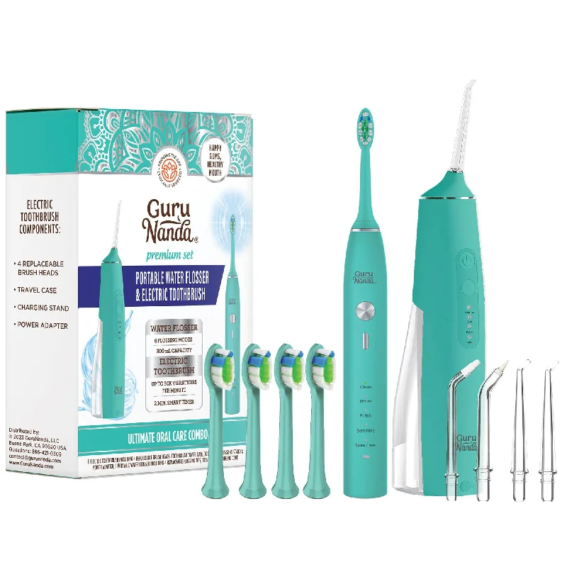 Lion & Lamb Kit with Portable Water Flosser and Sonic Toothbrush - Teal