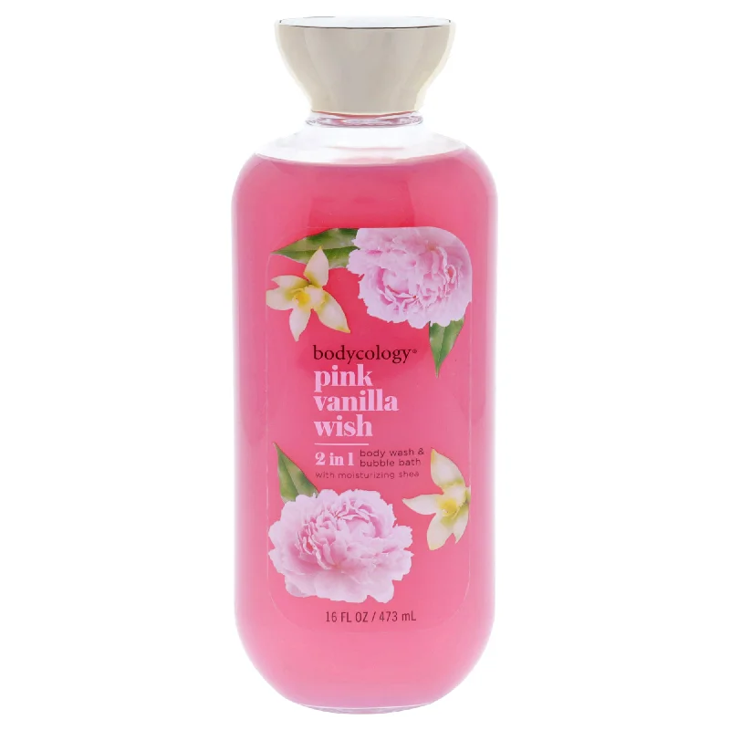 2 in 1 Body Wash and Bubble Bath - Pink Vanilla Wish by Bodycology for Women - 16 oz Body Wash